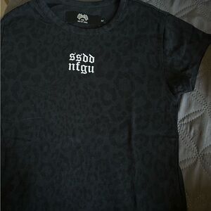 Darc Sport Black Leopard Jacquard Crop Top with White Logo